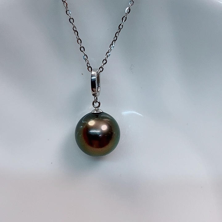 海水珍珠吊坠(不含链)18K金镶嵌11-12