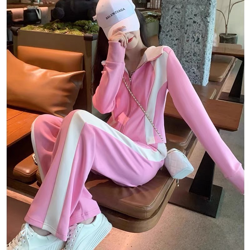 大美女【漂亮姐姐】女神！粉色休闲连帽套装