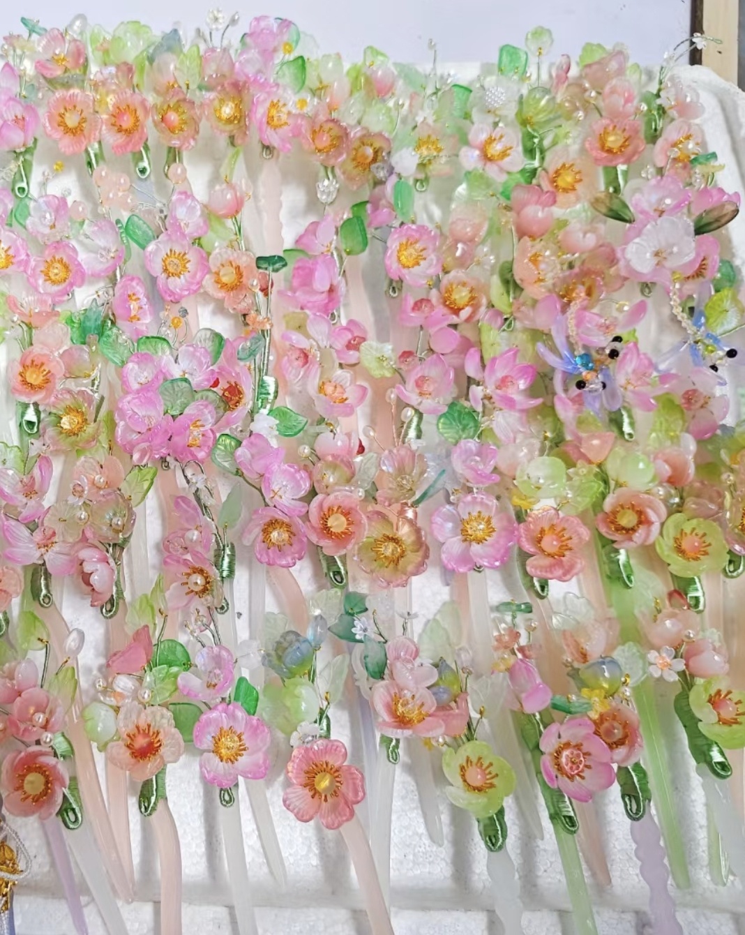 新中式醋酸手工网红琉璃花朵簪子混批发簪可爱饰品发饰头饰古风