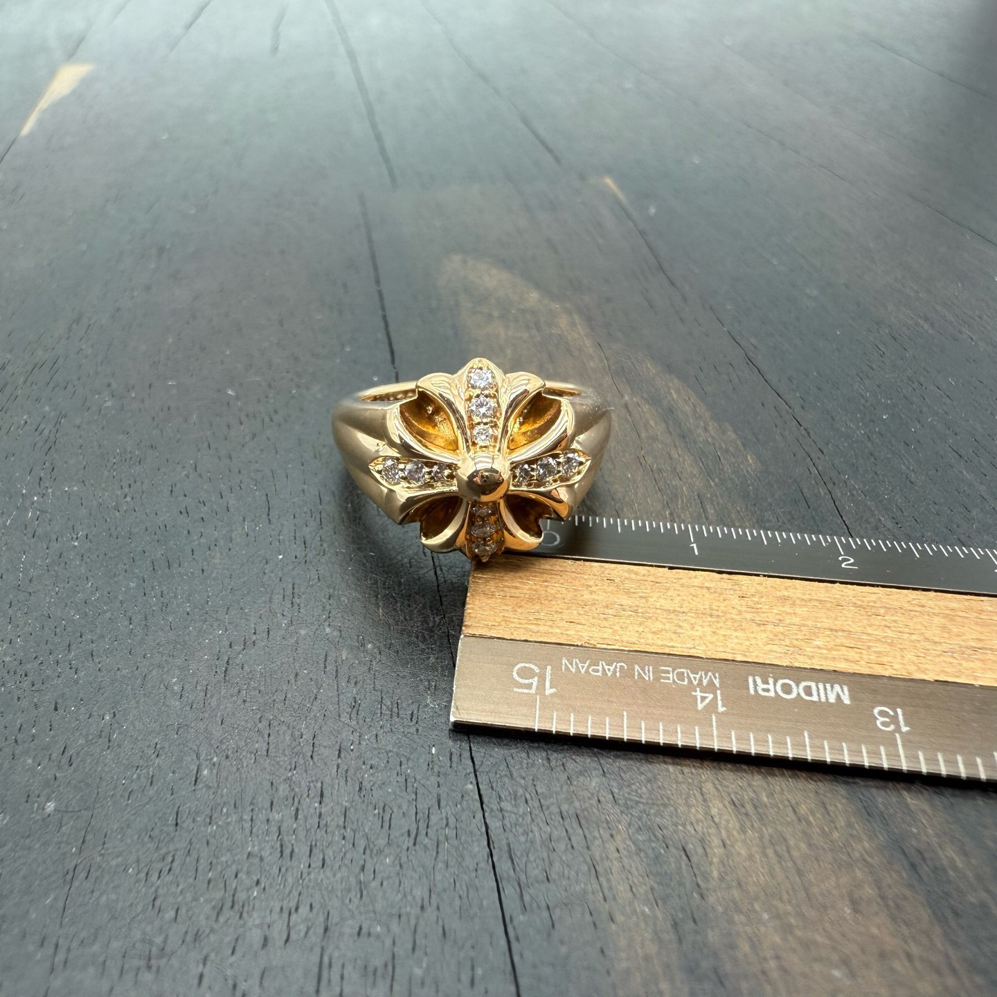 US6码 Chrome Hearts 克罗心 钻 CH PLUS 十字花戒指