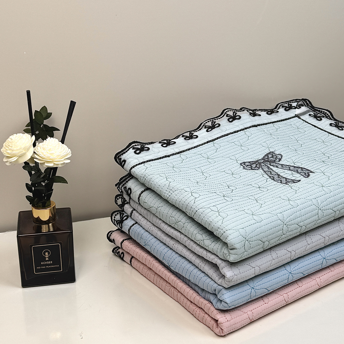 轻奢蝴蝶结高支高密绗缝枕头套中号学生宿舍枕单人枕皮亲肤耐脏