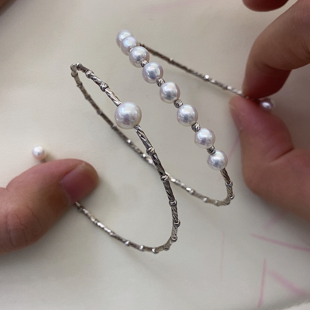 银S925镶嵌手镯淡水珍珠