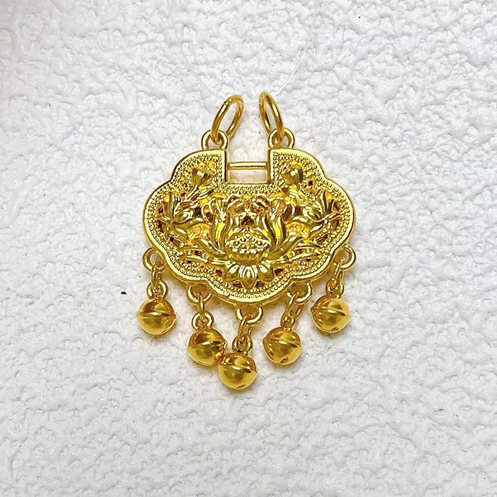足金999莲花锁包吊坠