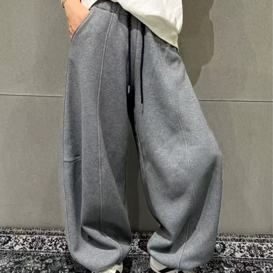 格调美美9023冬季新款加绒加厚刺绣抽绳束脚卫裤宽松休闲百搭女