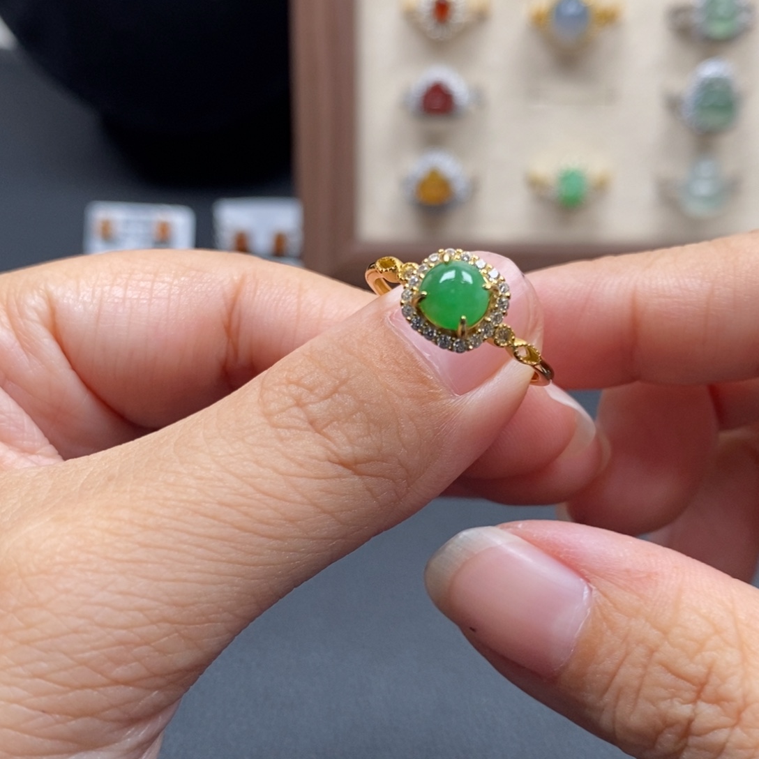 翡翠银S925镶嵌戒指