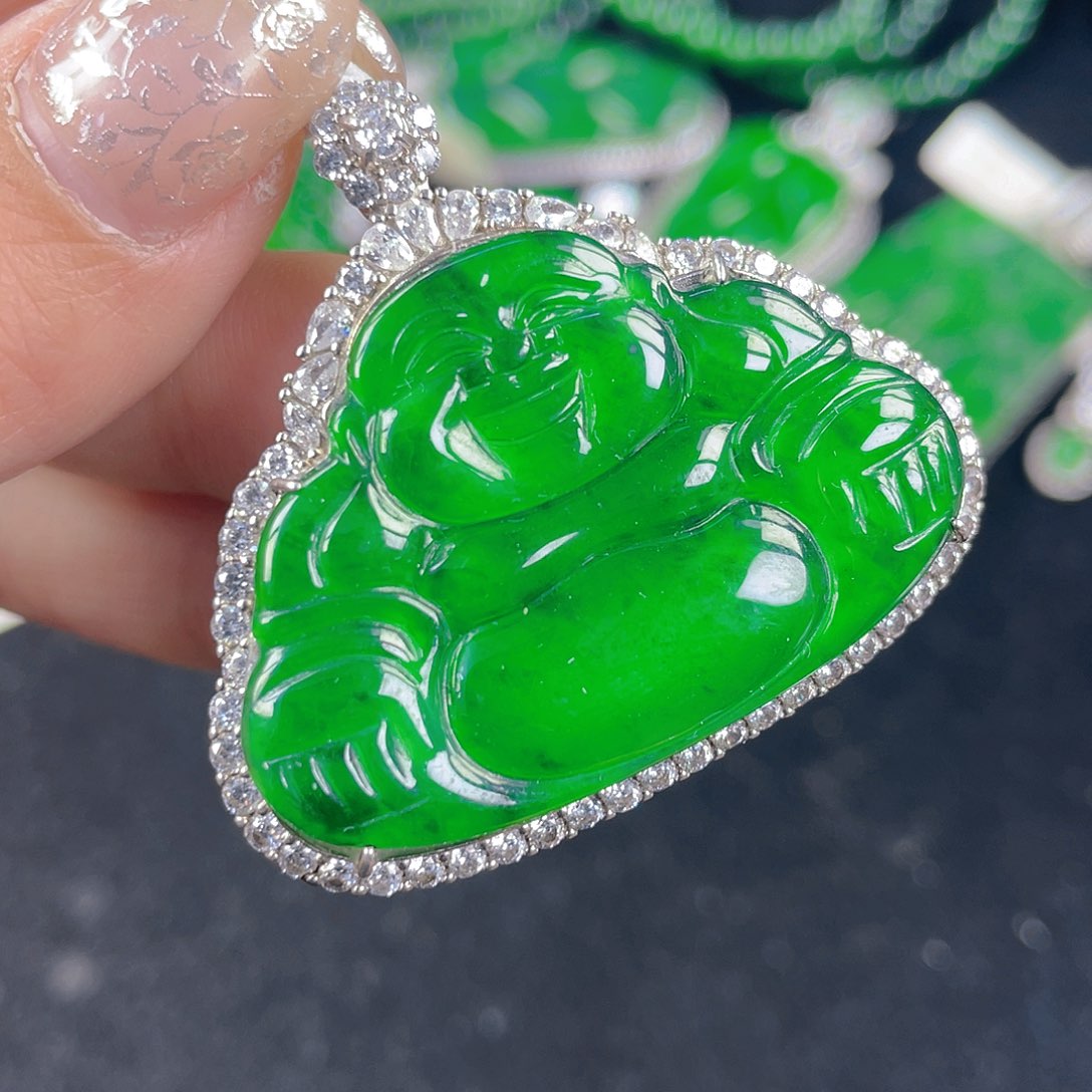 翡翠吊坠(不含链)银S925镶嵌