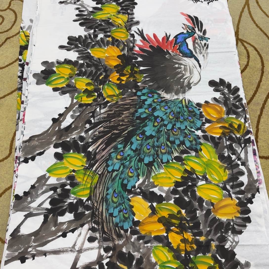 国画王孝华六尺花鸟童