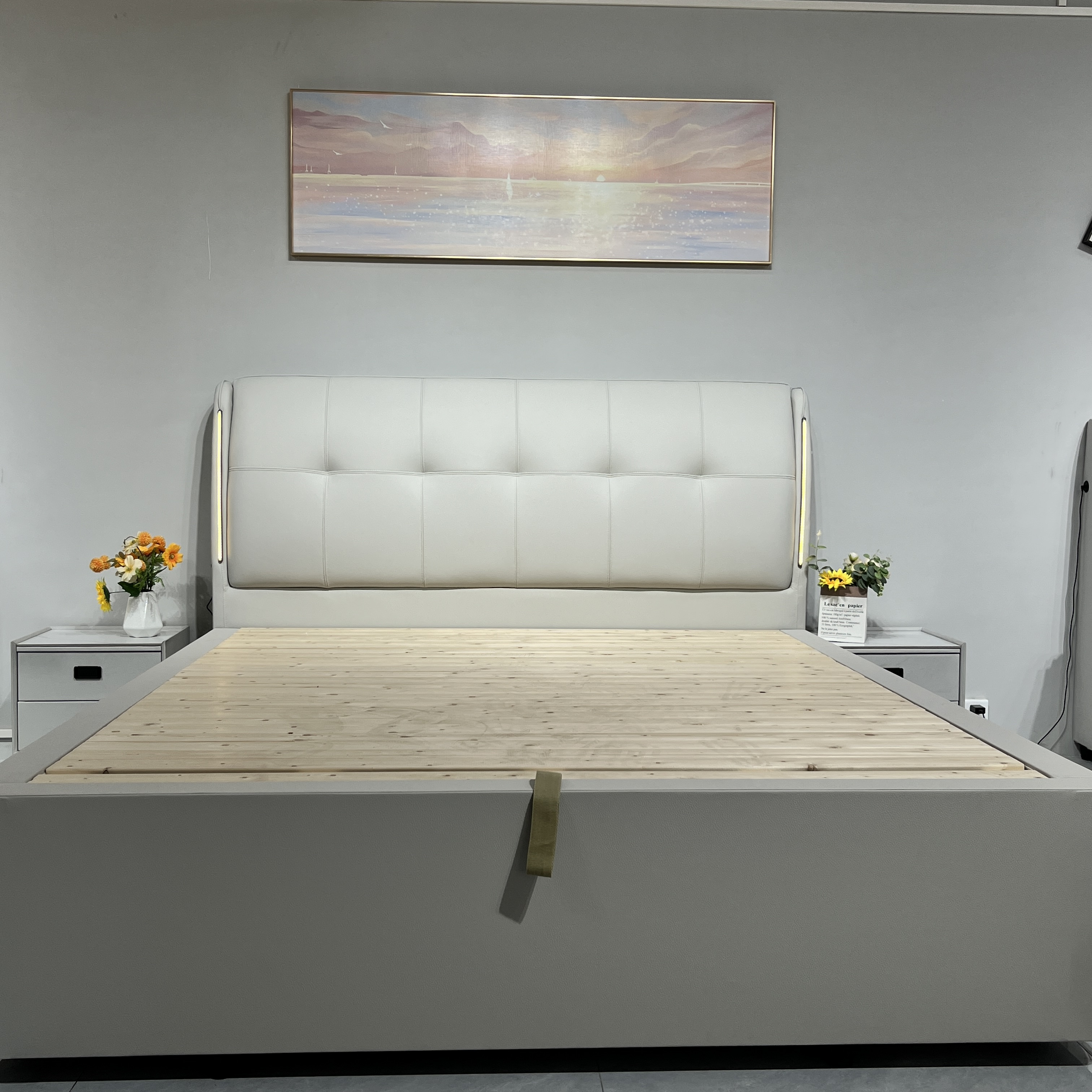 811【活动】新款头层牛皮储物高箱皮床简约主卧婚床轻奢大床真皮床