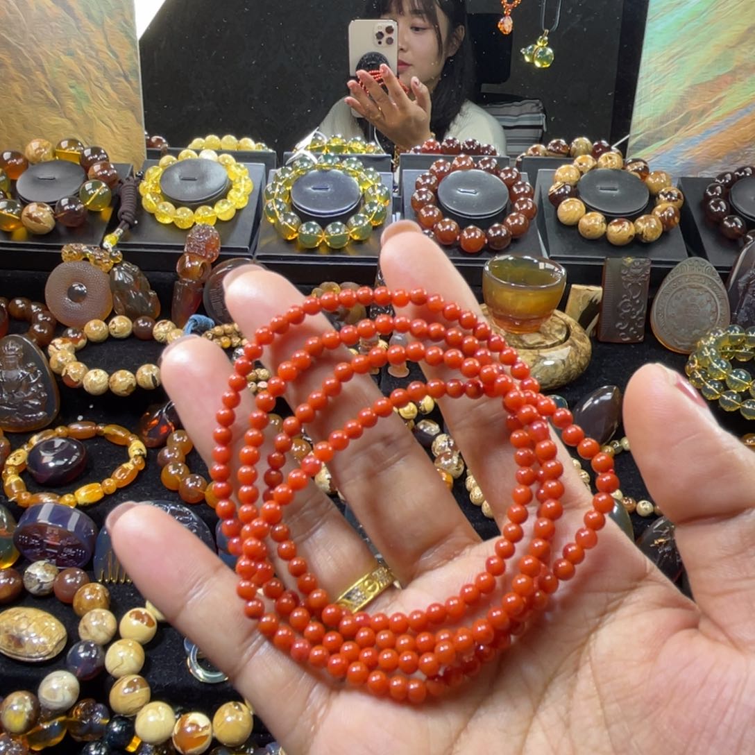 琥珀手链未镶嵌王****圈108