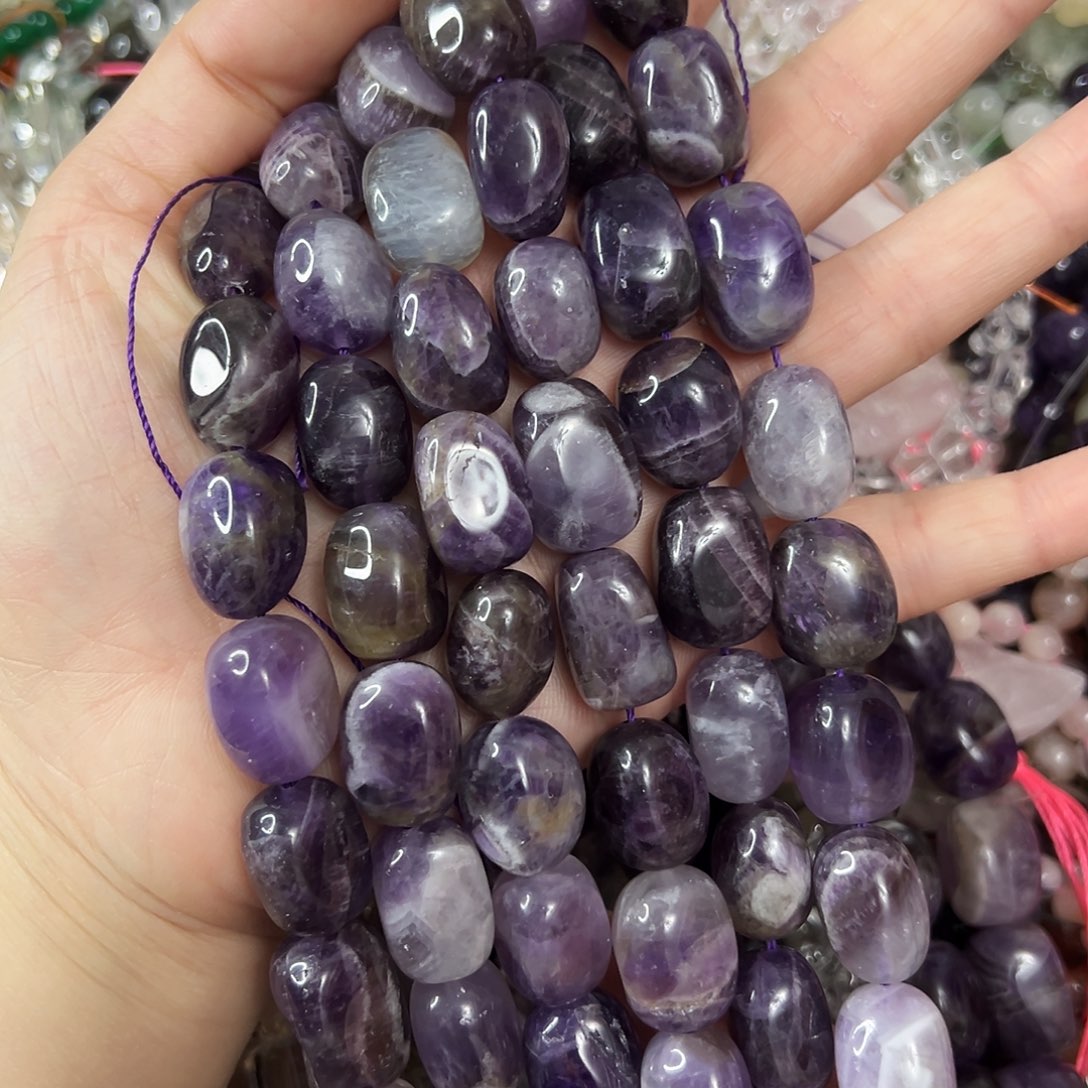 玛瑙/玉髓未镶嵌珠宝半成品，卡12x17紫水晶一条