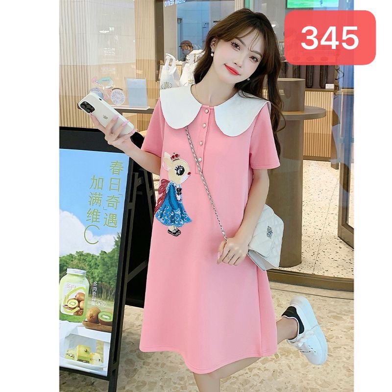 歌如虹娃娃领宽松腰夏季卡通动漫连衣裙休闲洋气甜美风（345）