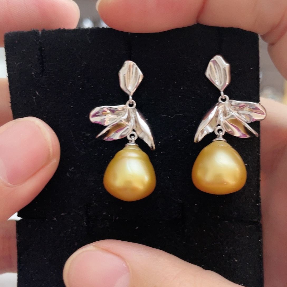 海水珍珠耳饰银S925镶嵌