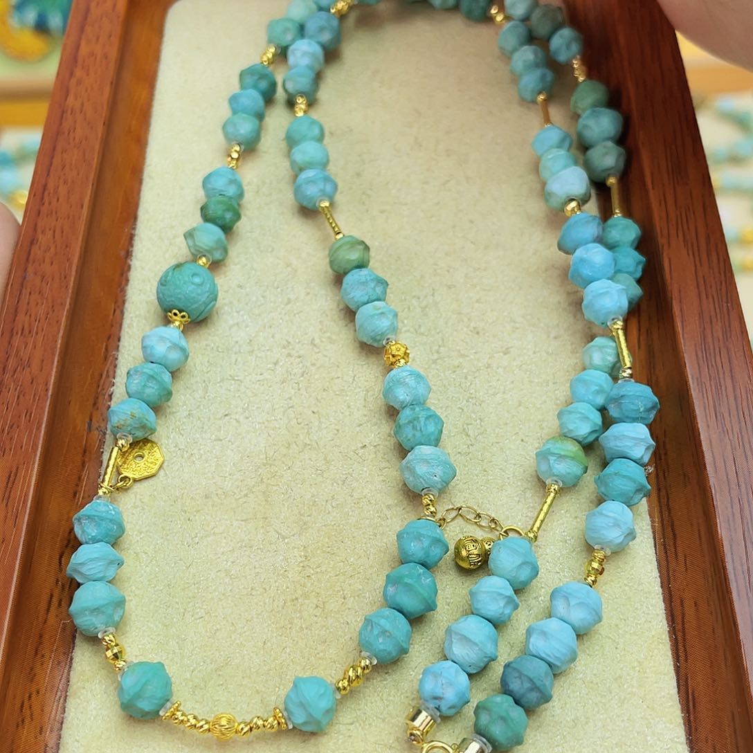 绿松石项链18K金镶嵌