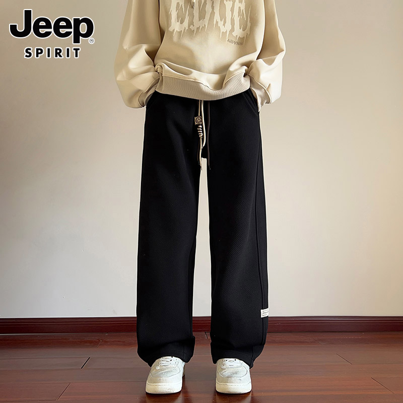 JEEPSPIRIT吉普秋季新款春秋情侣百搭休闲裤早秋新款美式直筒卫裤