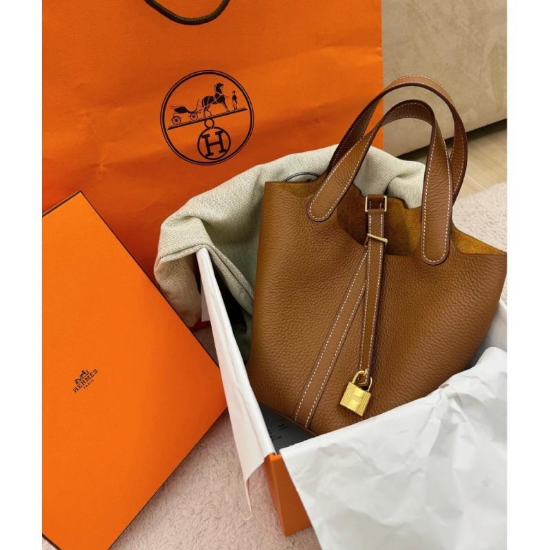 99新 Hermes/爱马仕  24期 金棕色金扣菜篮子包18  17465700