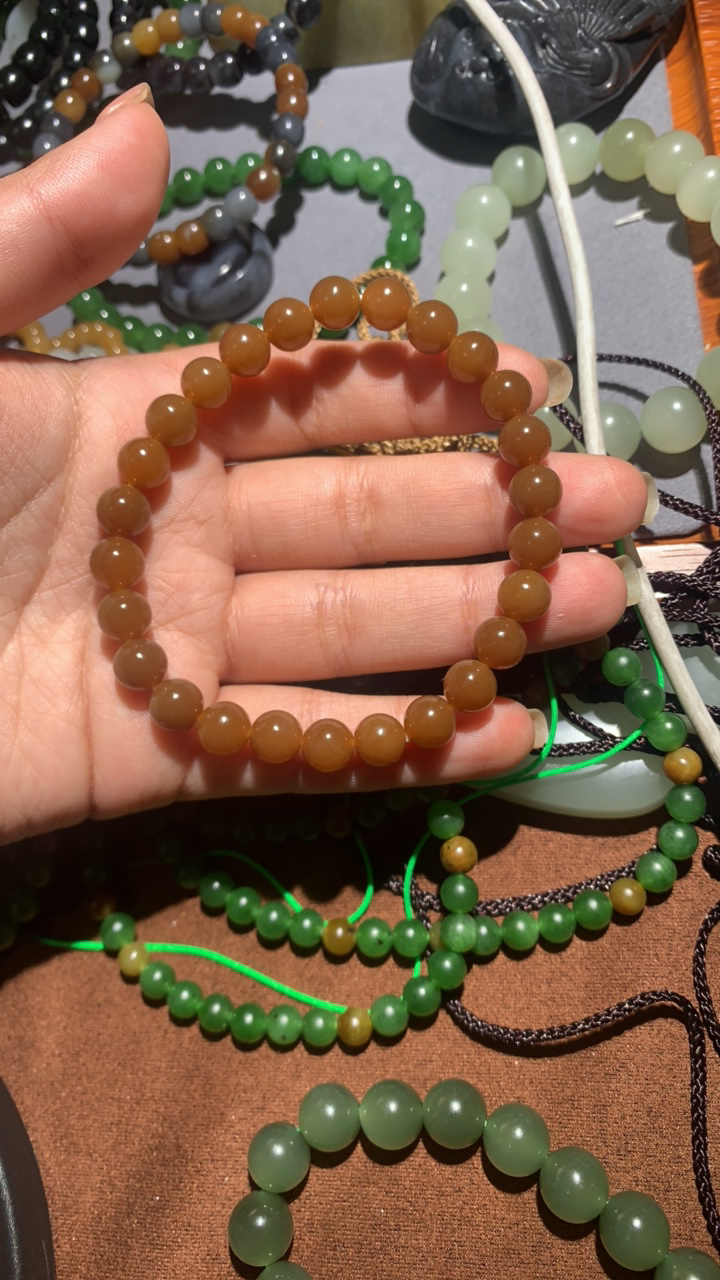 新疆和田玉精工单圈手串