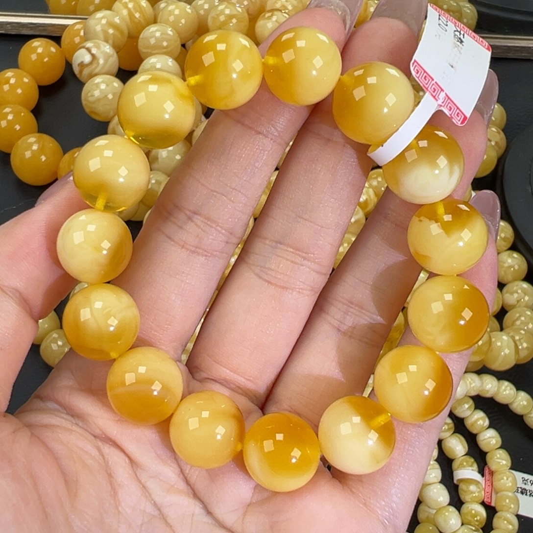琥珀未镶嵌手链22金白