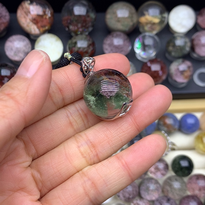 水晶手链未镶嵌水**青天然水晶幽灵吊坠