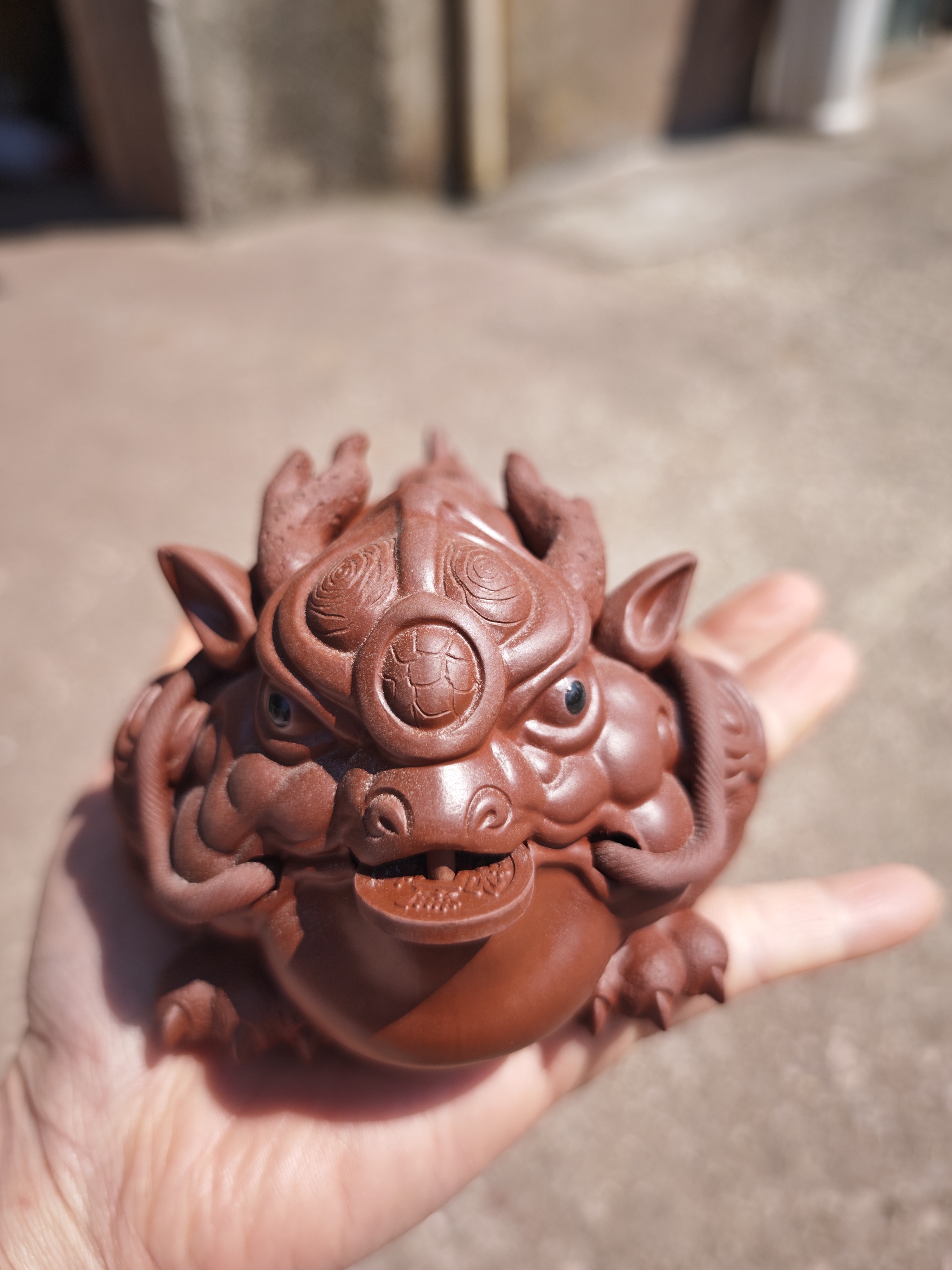 宜兴紫砂泥朱泥大红袍八方来财招财进宝金蟾