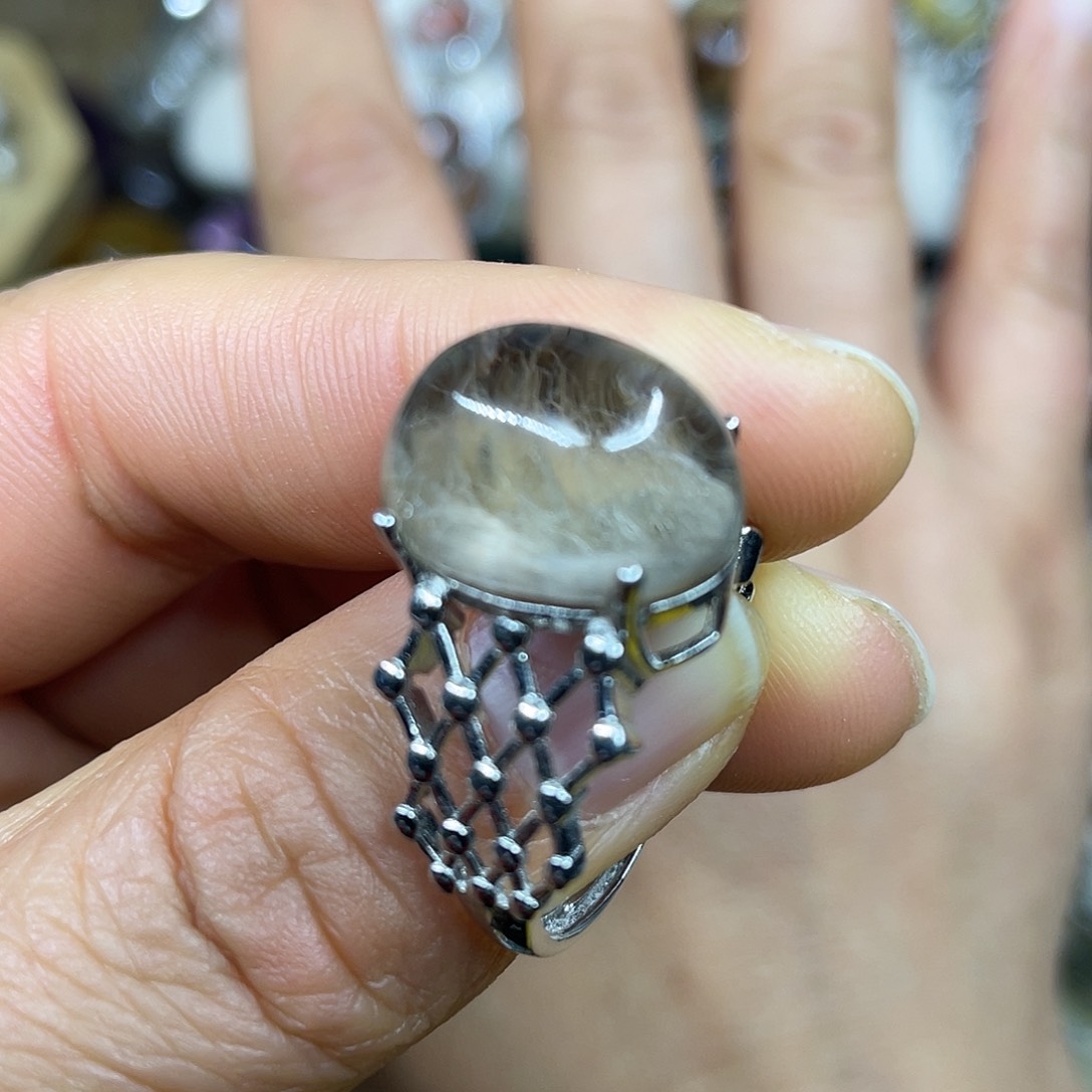 【闪购商品】银S925镶嵌珠宝半成品水晶戒指