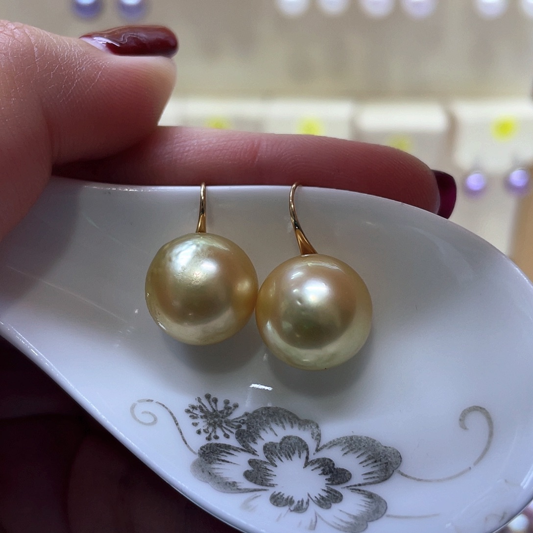 海水珍珠耳饰银S925镶嵌