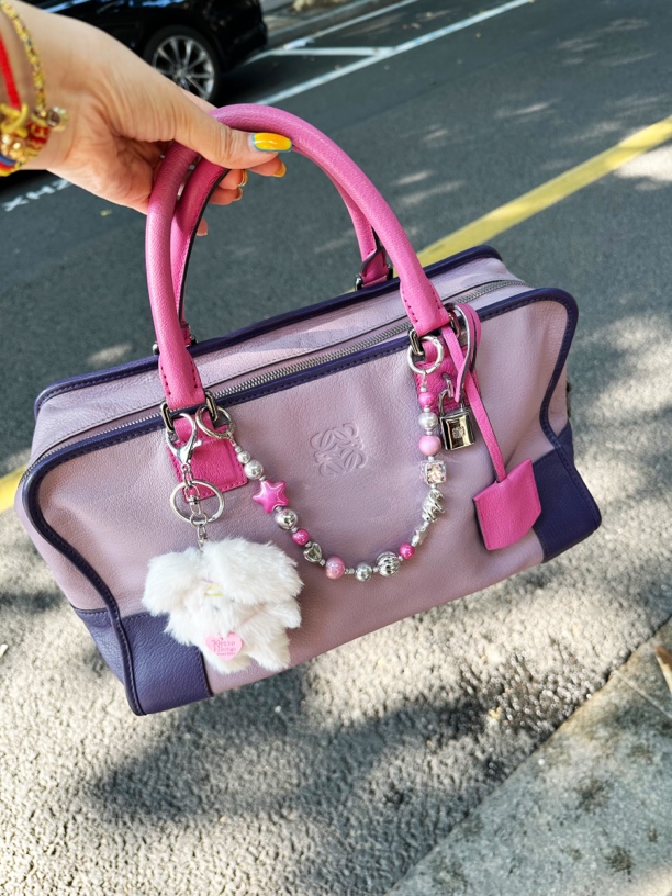 95新 LOEWE/罗意威 loewe 怪怪 亚马逊大号拼色手提包