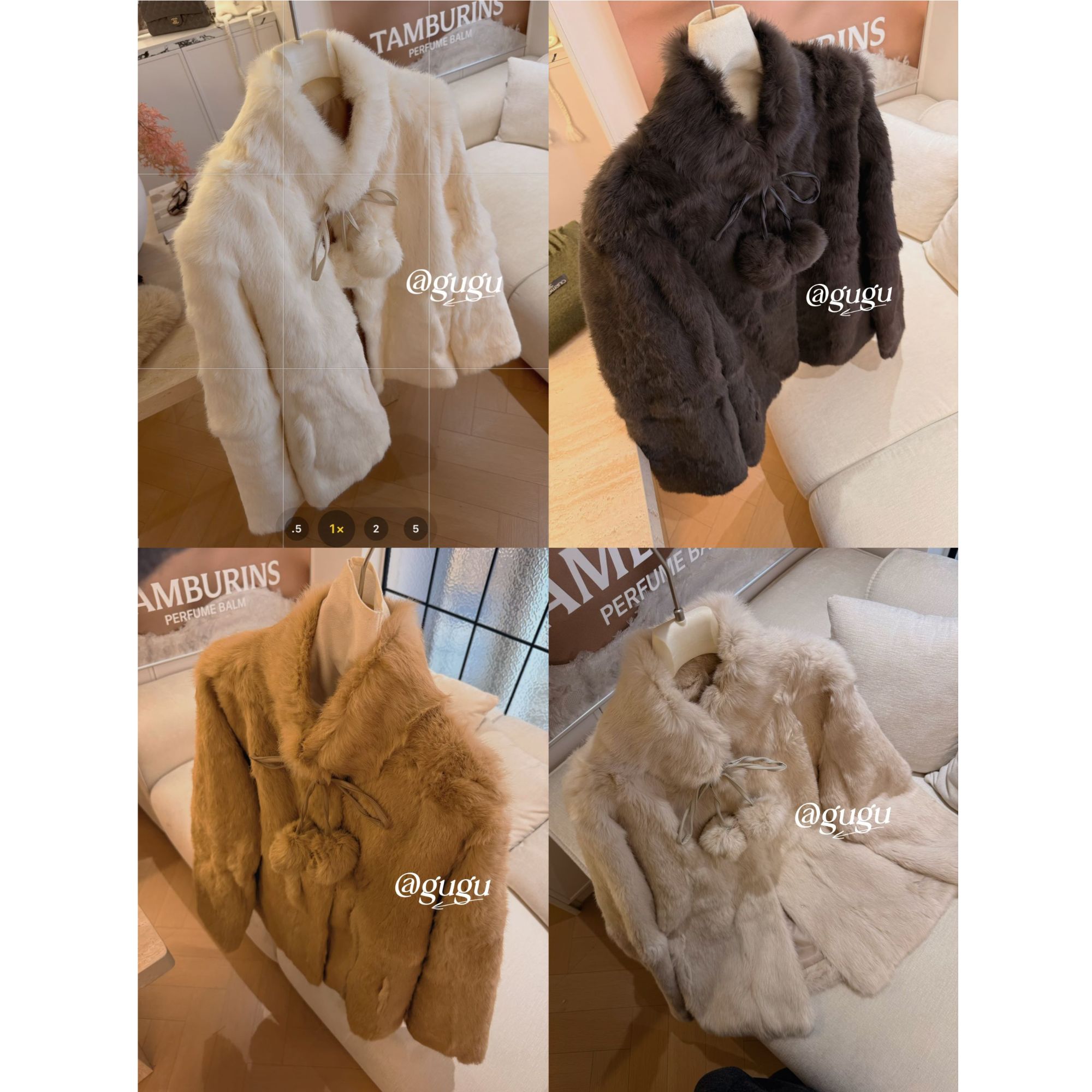 【古古】【蹦蹦兔】双球球兔毛皮毛一体中长款外套 G625634