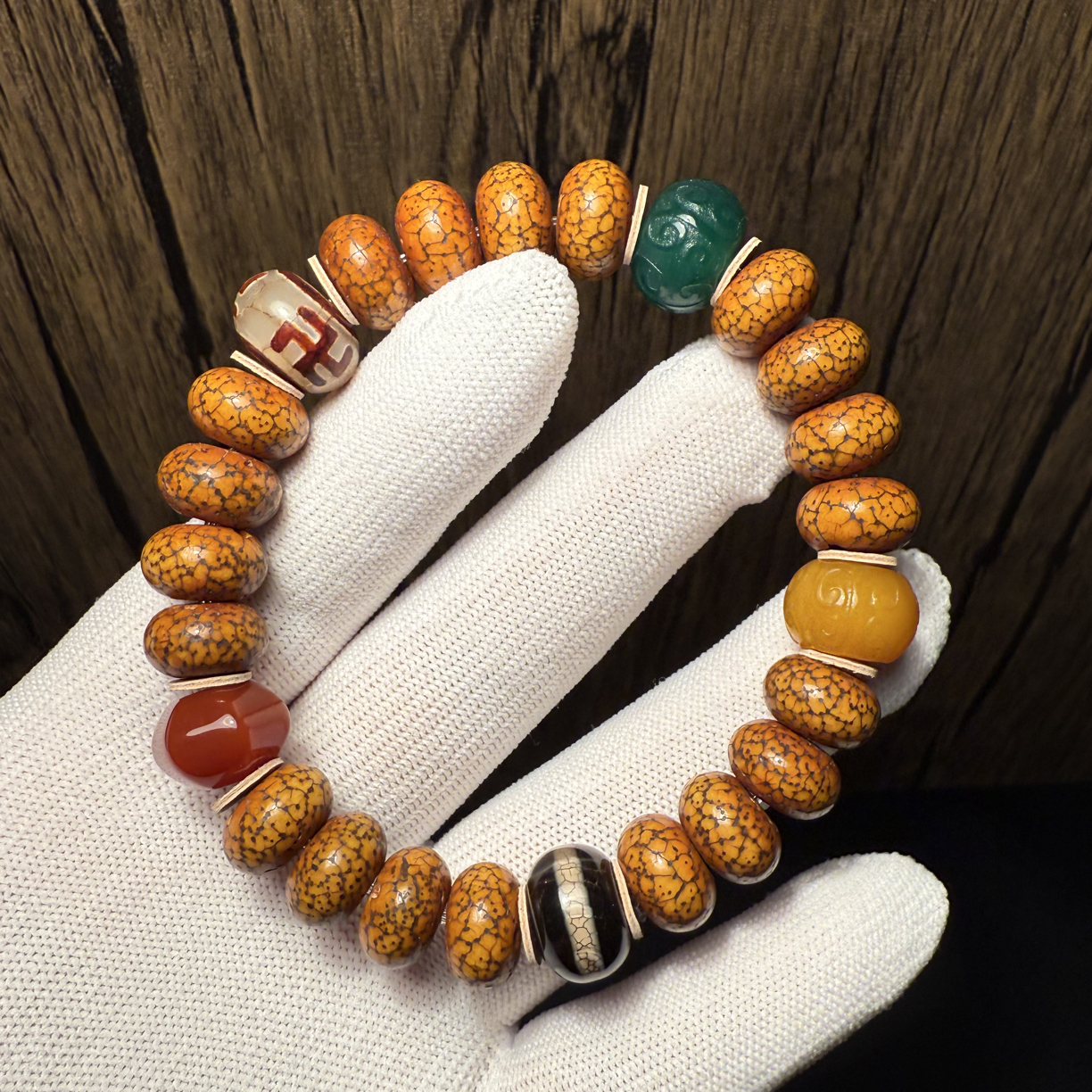 新人福利藏传回流老星月菩提算盘珠12mm手串