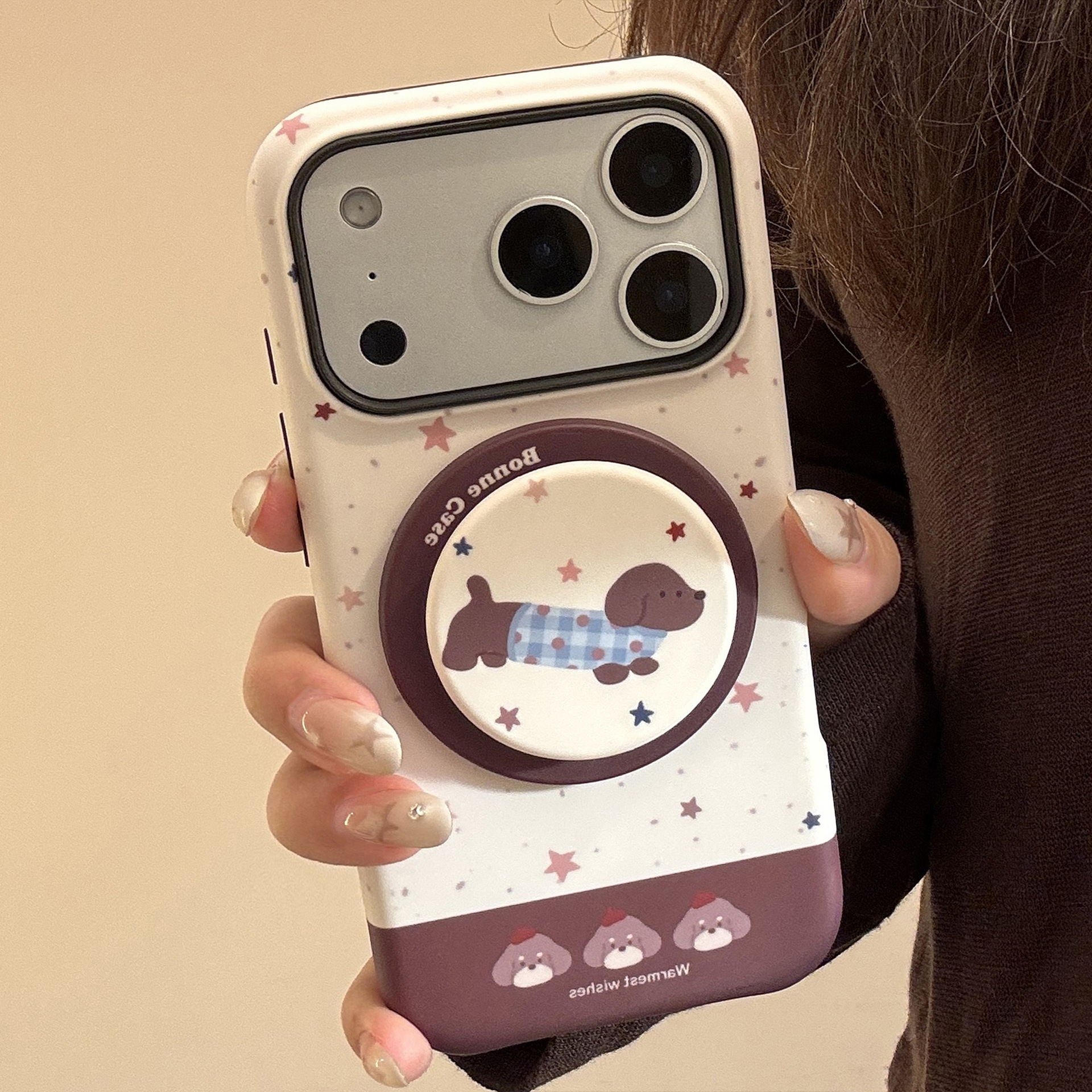 复古小狗磁吸支架苹果iPhone17手机壳适用16可爱15promax菲林14硬