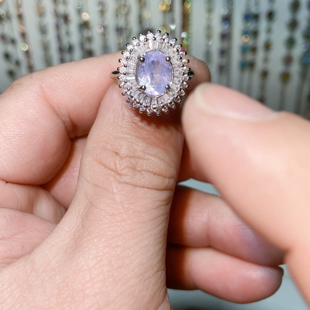 绿水晶戒指银S925镶嵌