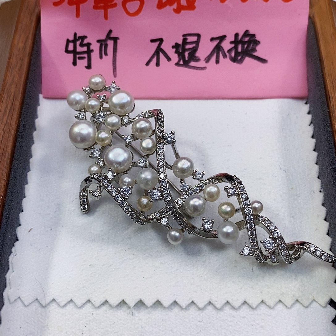 淡水珍珠特价不退换正版珠宝公司胸针未镶嵌