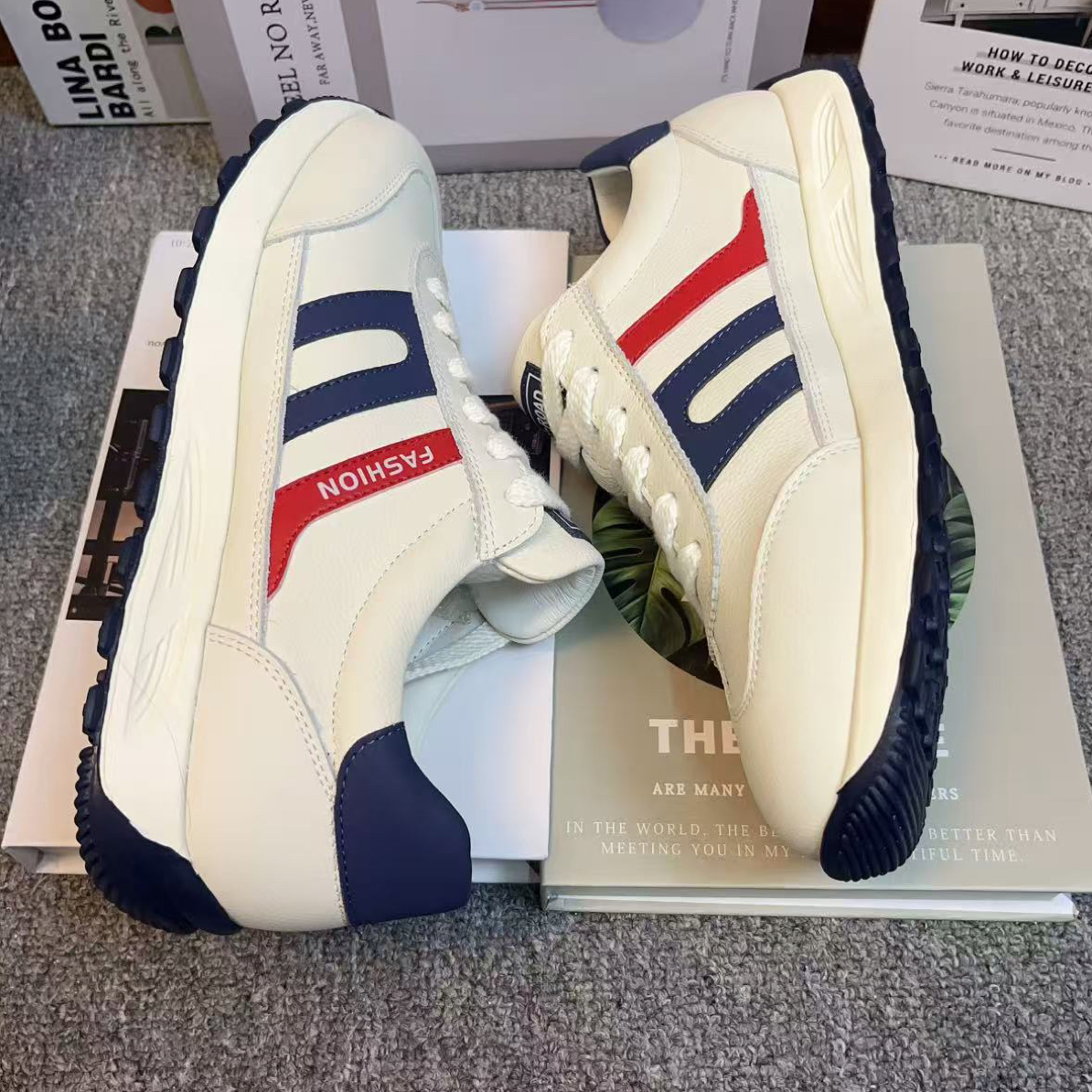 秋季新款男士百搭透气防滑厚底增高牛皮休闲运动鞋鞋子