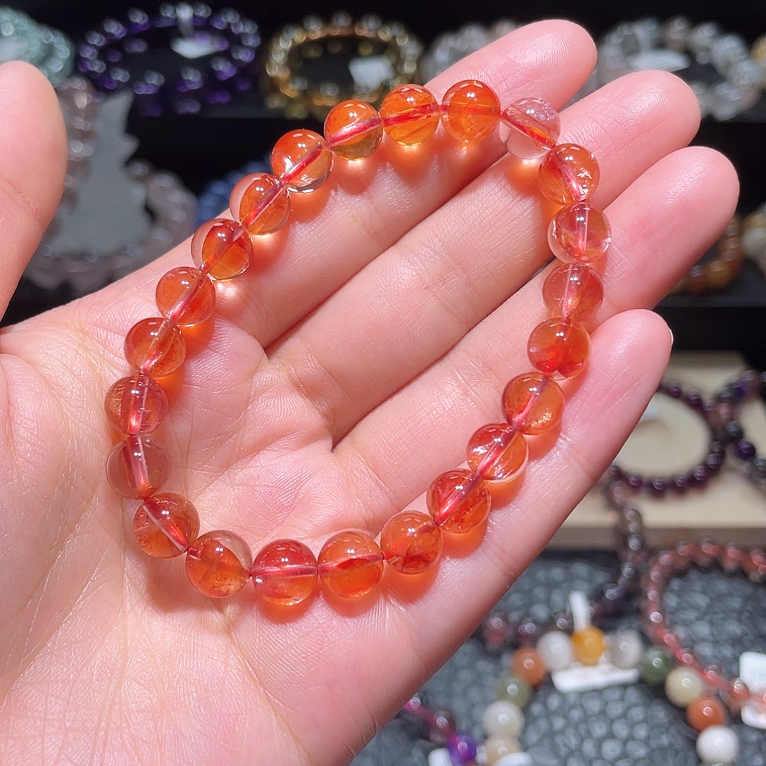 水晶手链未镶嵌胶花手链，晶体通透