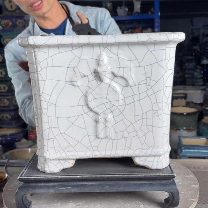 一风堂石湾花盆 内25*22高温裂盆口收缩936