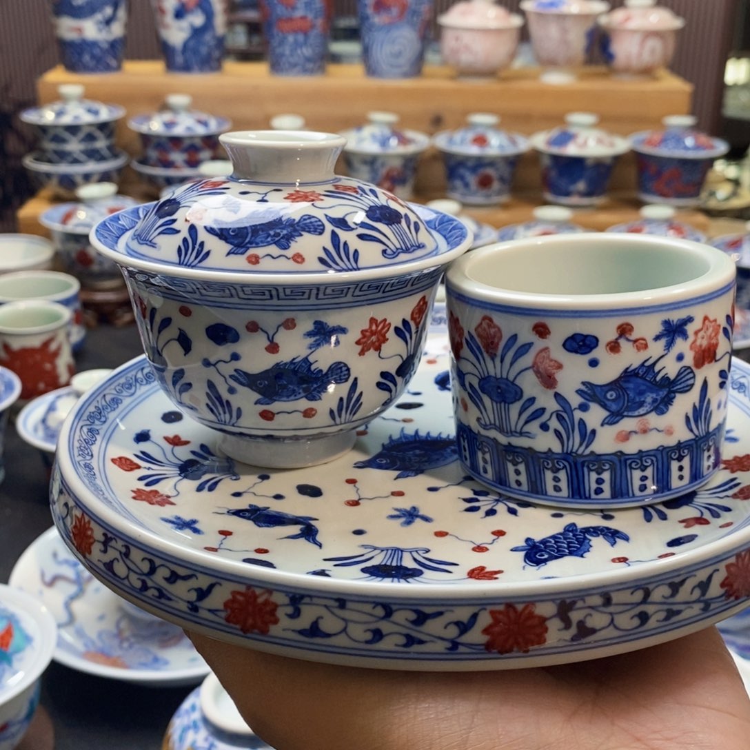 鱼澡三件套手绘原矿