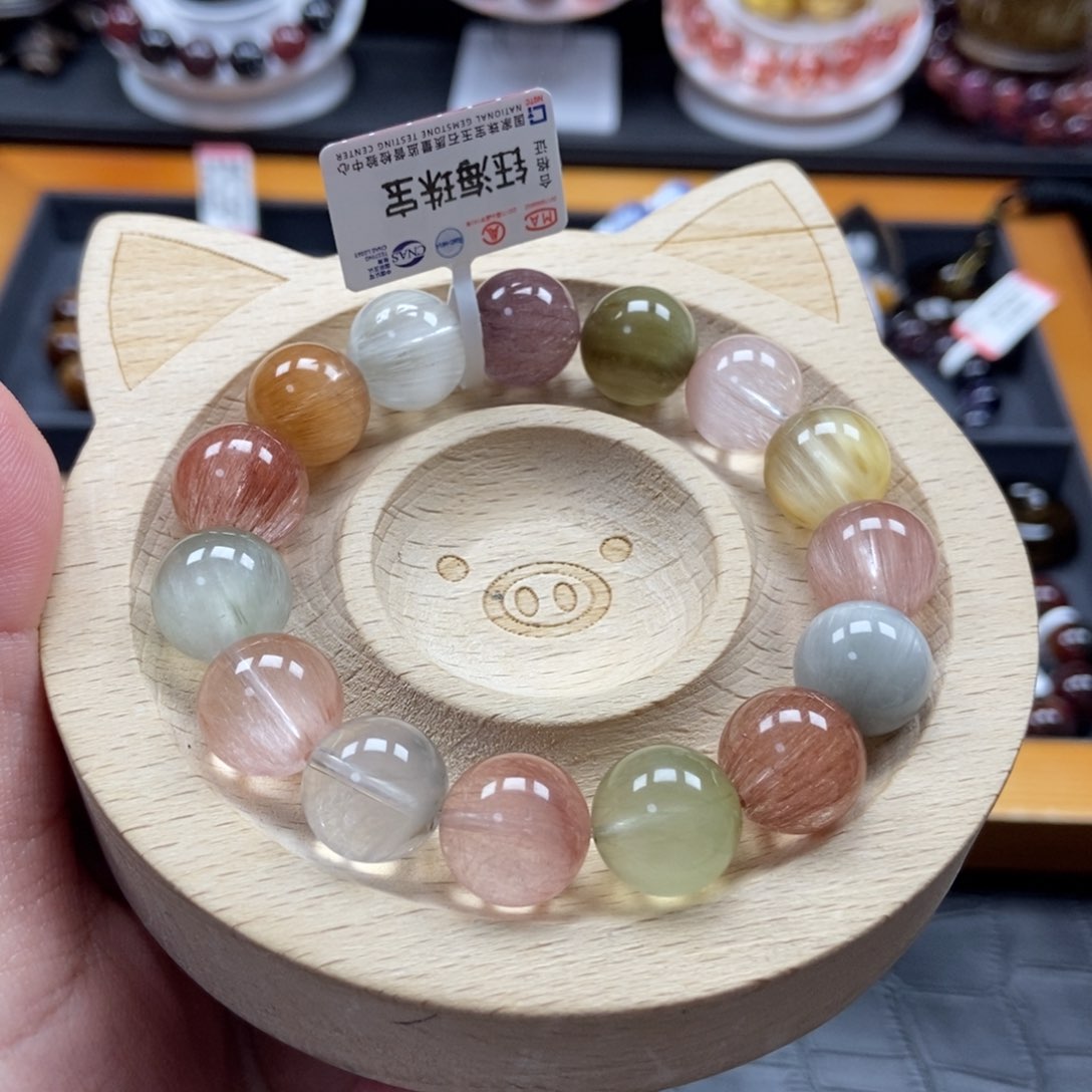 水晶彩兔毛手链12.5毫米未镶嵌