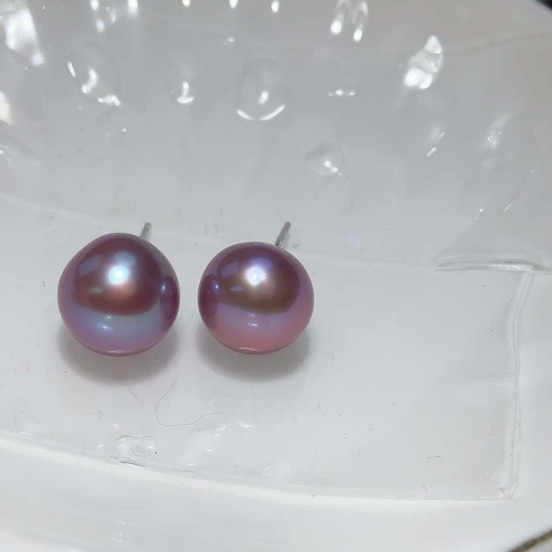 淡水珍珠耳饰银S925镶嵌