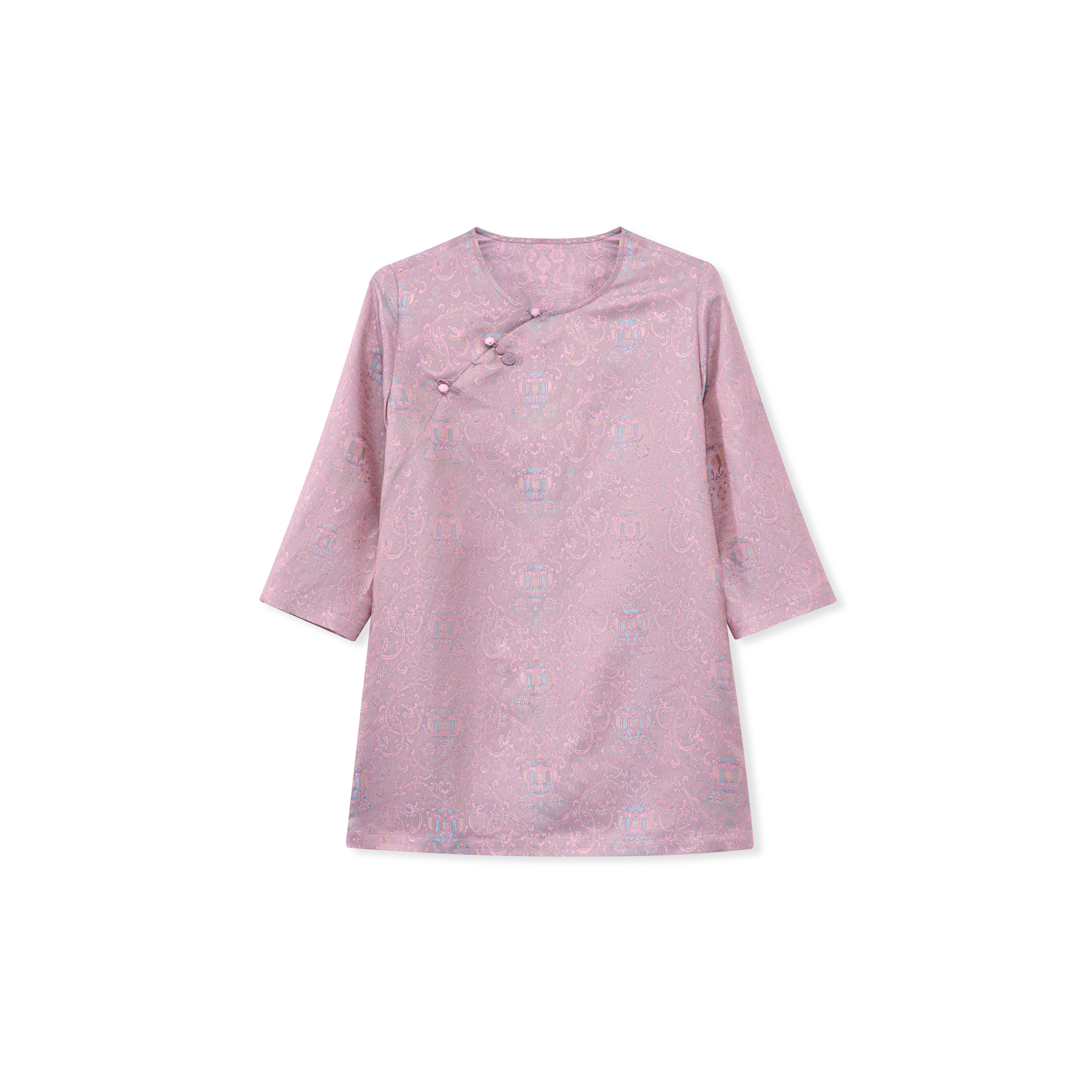 华锦-YZ600898新中式桑蚕丝中国风复古气质中袖上衣女