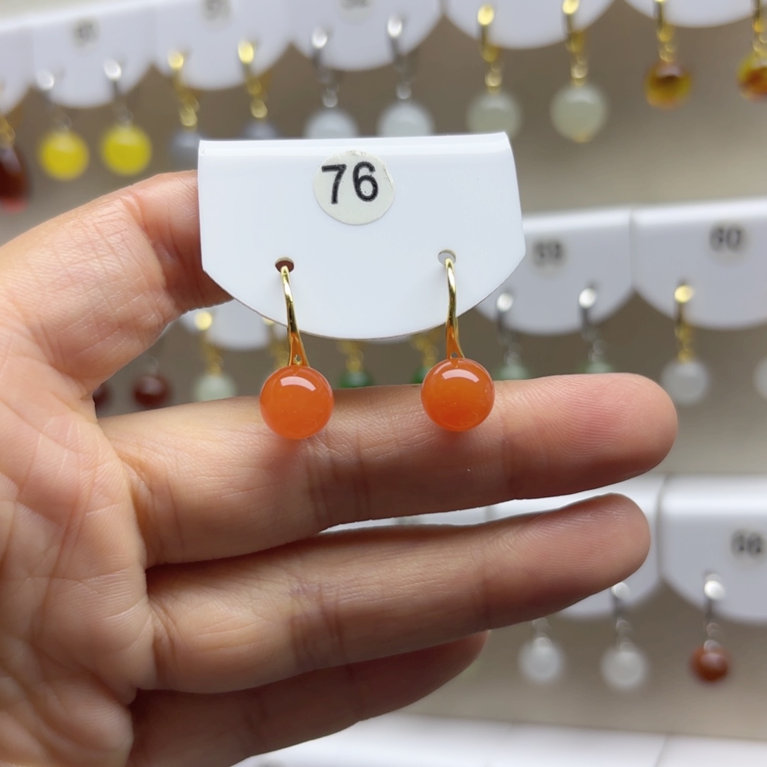 银S925镶嵌南红玛瑙耳饰