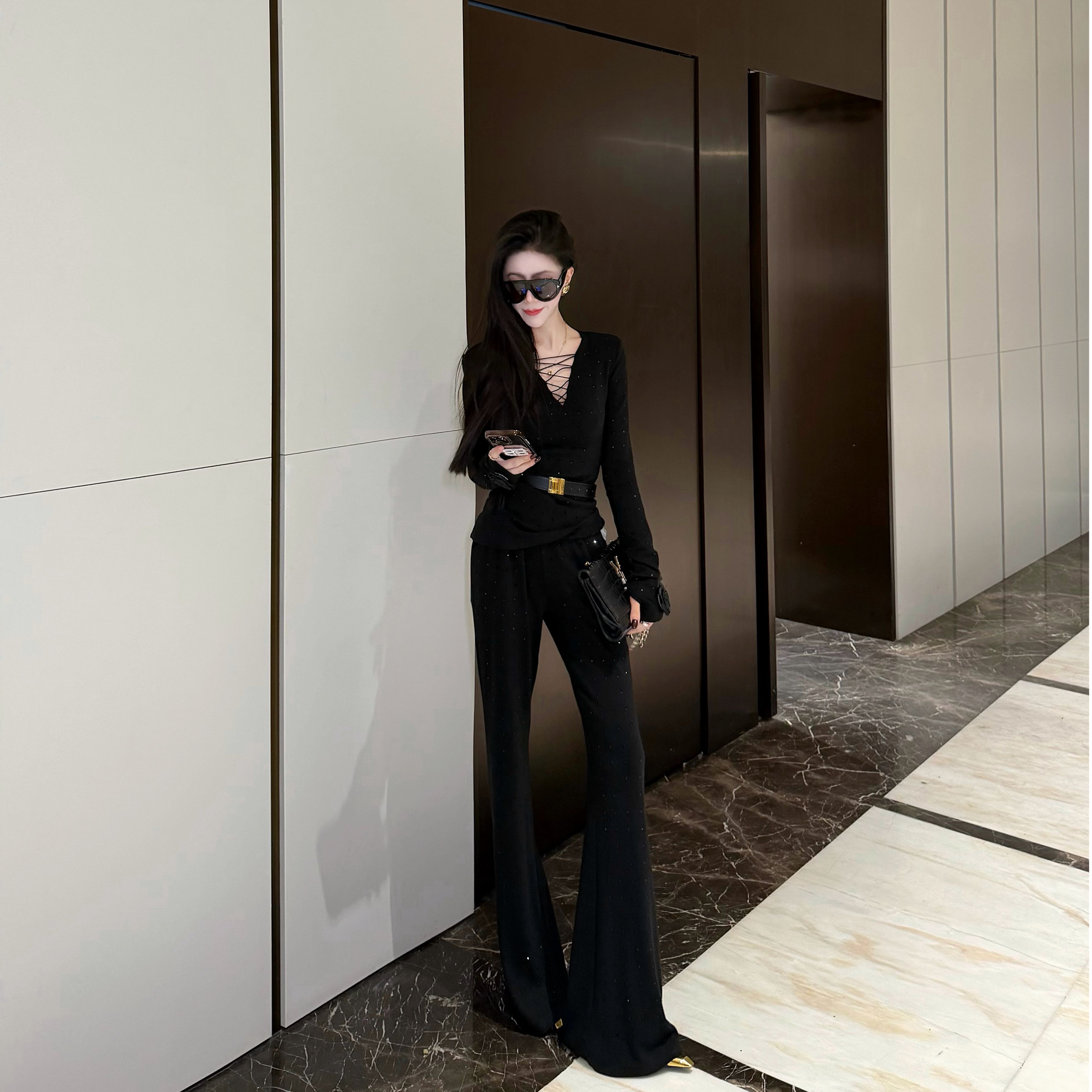 WANWAN原创【巴黎时报】两件套装 加厚加绒 新疆棉澳钻JJD5SY2049