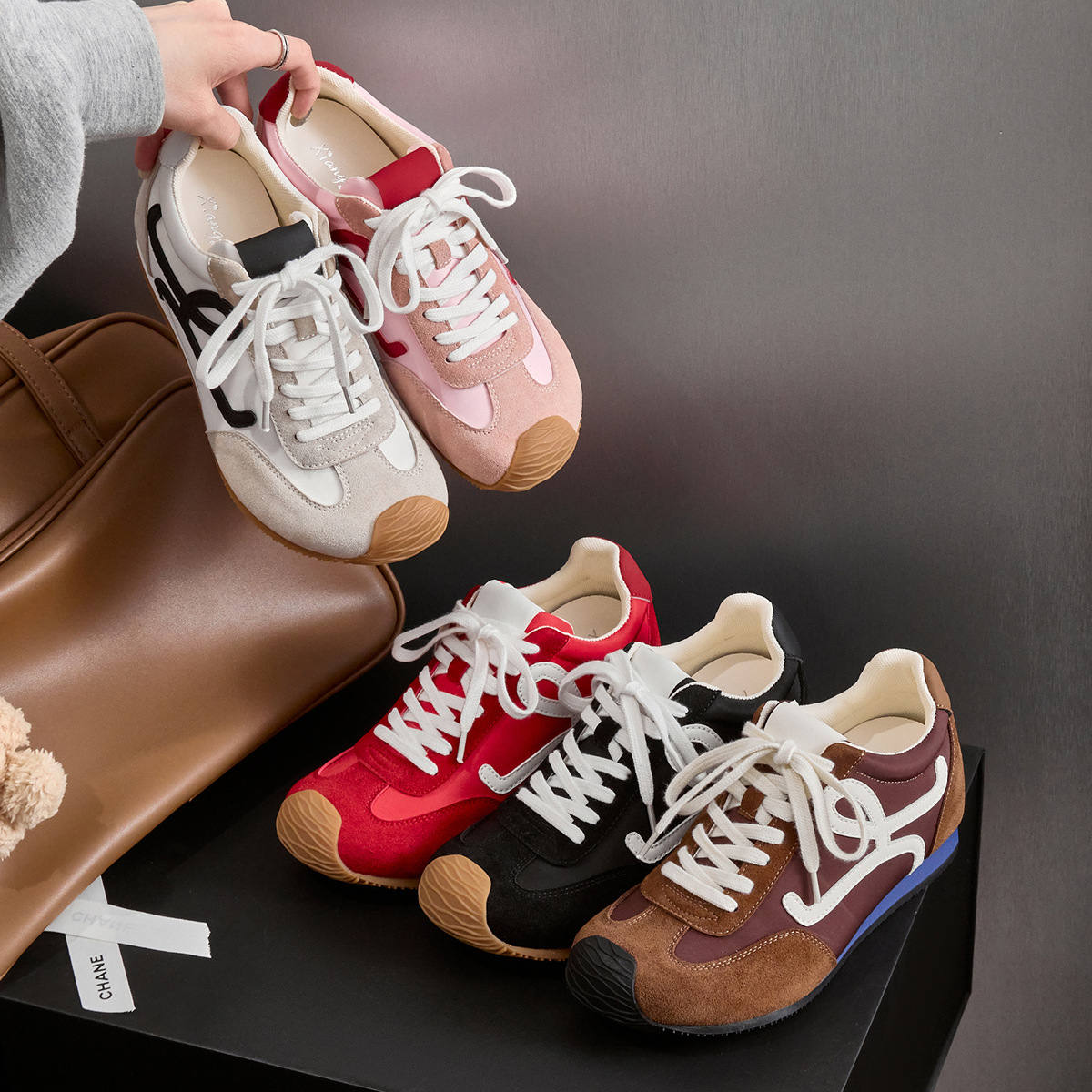 现货明星同款~软底复古德训鞋女春夏新款百搭丑萌休闲运动阿甘鞋