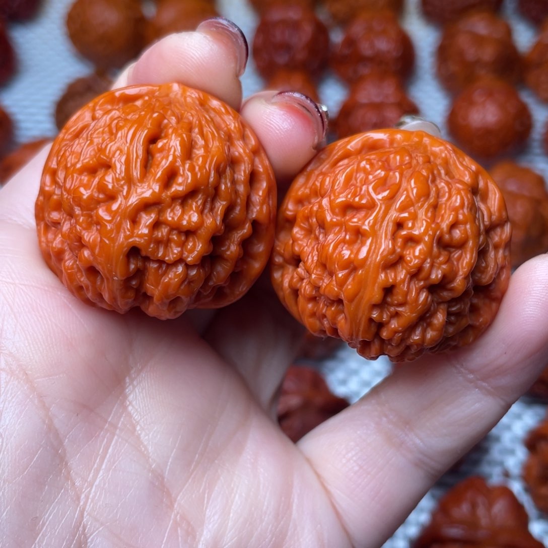 桃核吊坠文玩核桃 手把件 白狮子 36