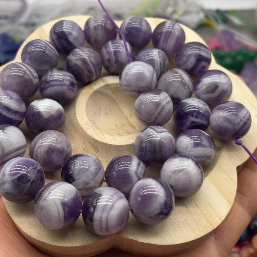 玛瑙/玉髓珠宝半成品未镶嵌梦幻紫水晶14m两颗