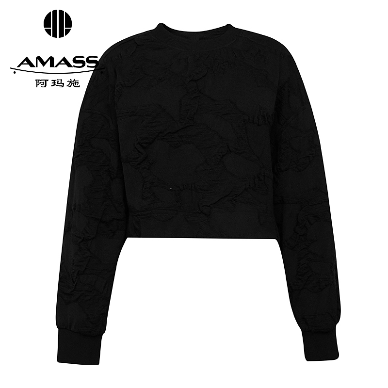 AMASS/阿玛施夏季爆款新款温柔质感前短后长套头贴花卫衣5301055
