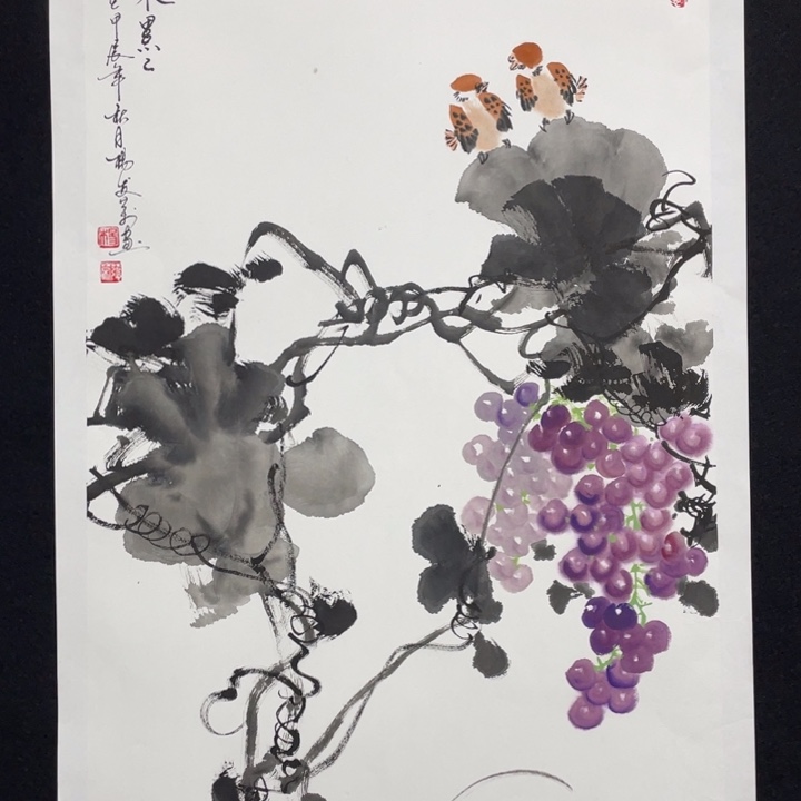 国画四尺三开作品