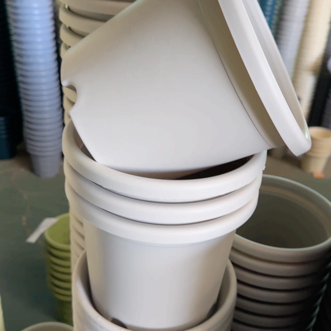 树脂四季盆3#无拖灰白微瑕10