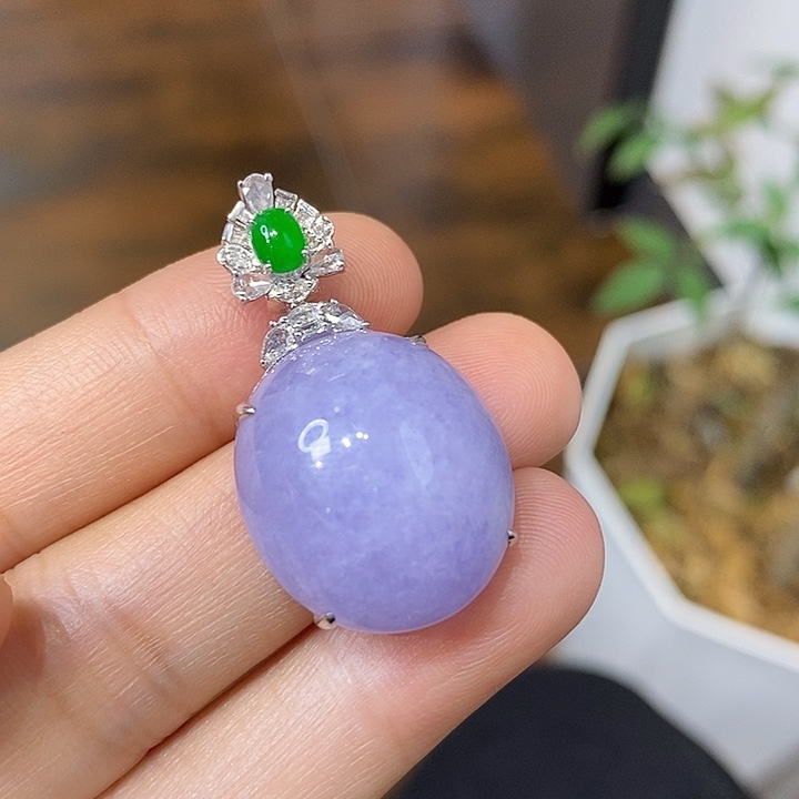 翡翠18K金镶嵌吊坠(不含链)