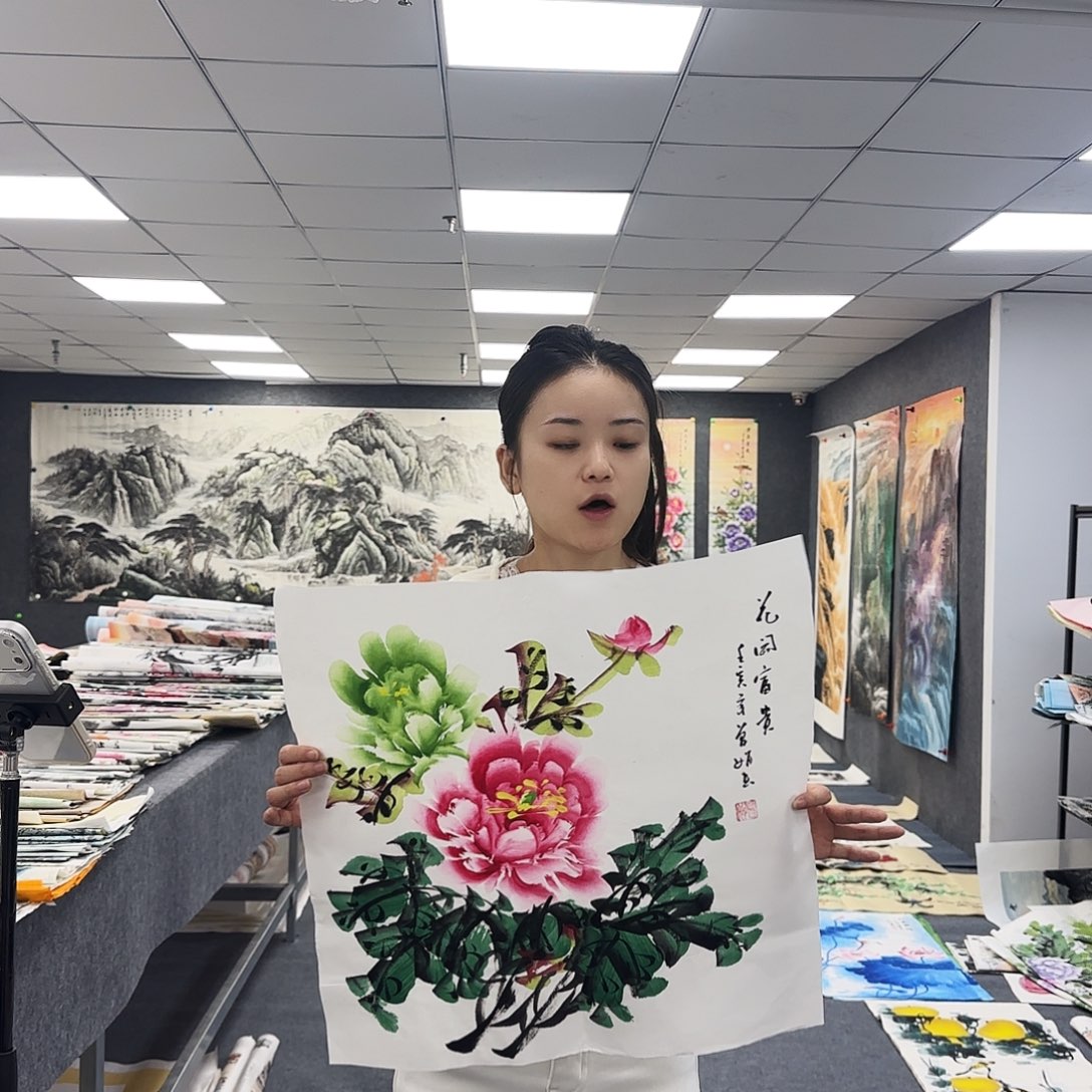 国画作品小姐姐放漏中