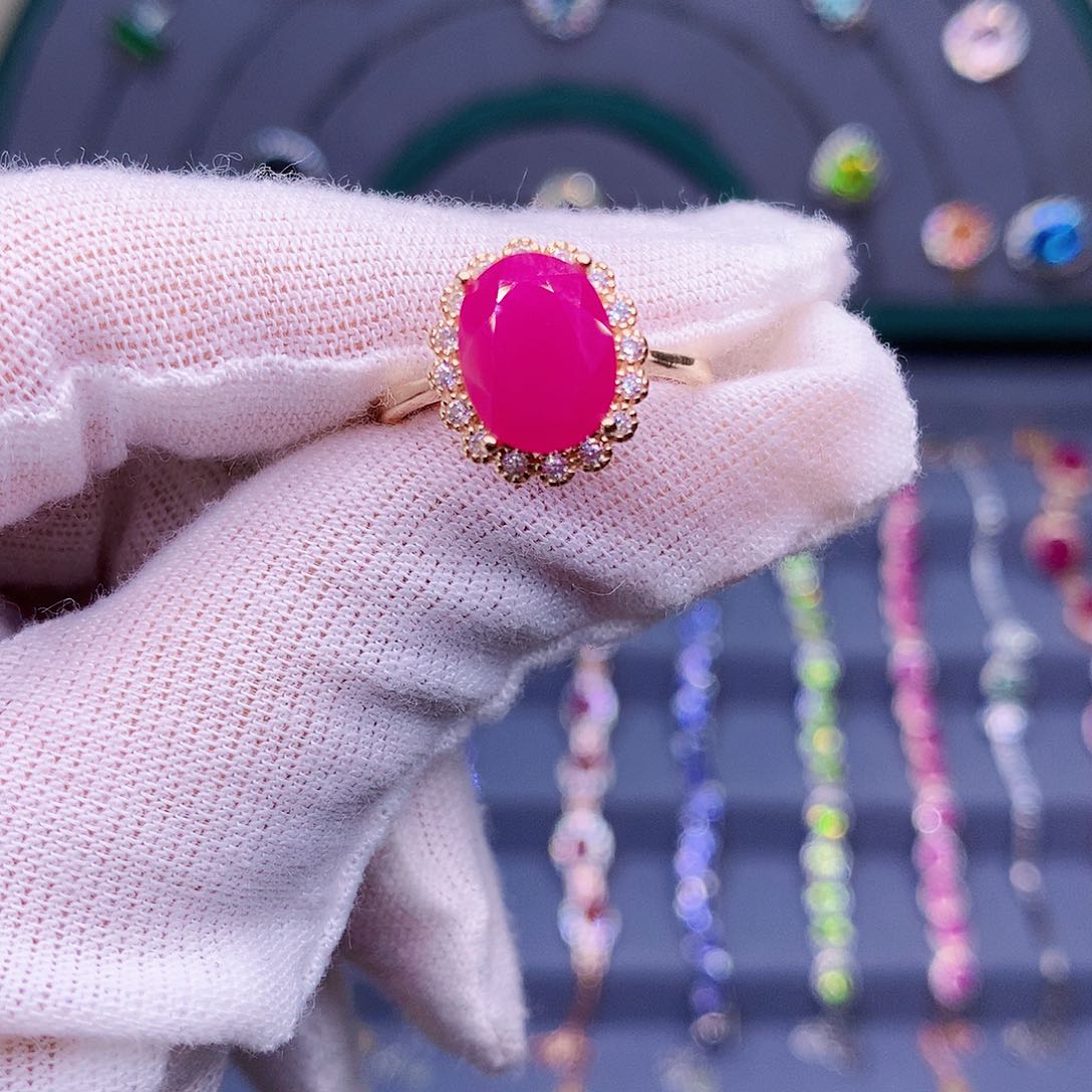 红宝石戒指银S925镶嵌