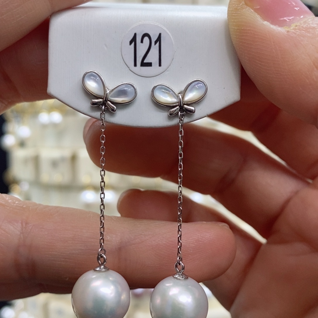 淡水珍珠耳饰银S925镶嵌